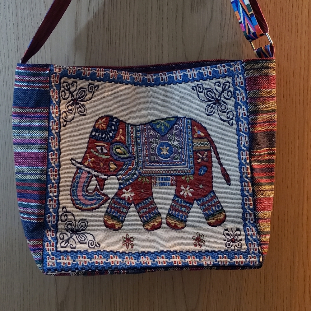 Colorful Elephant Tapestry Shoulder Bag